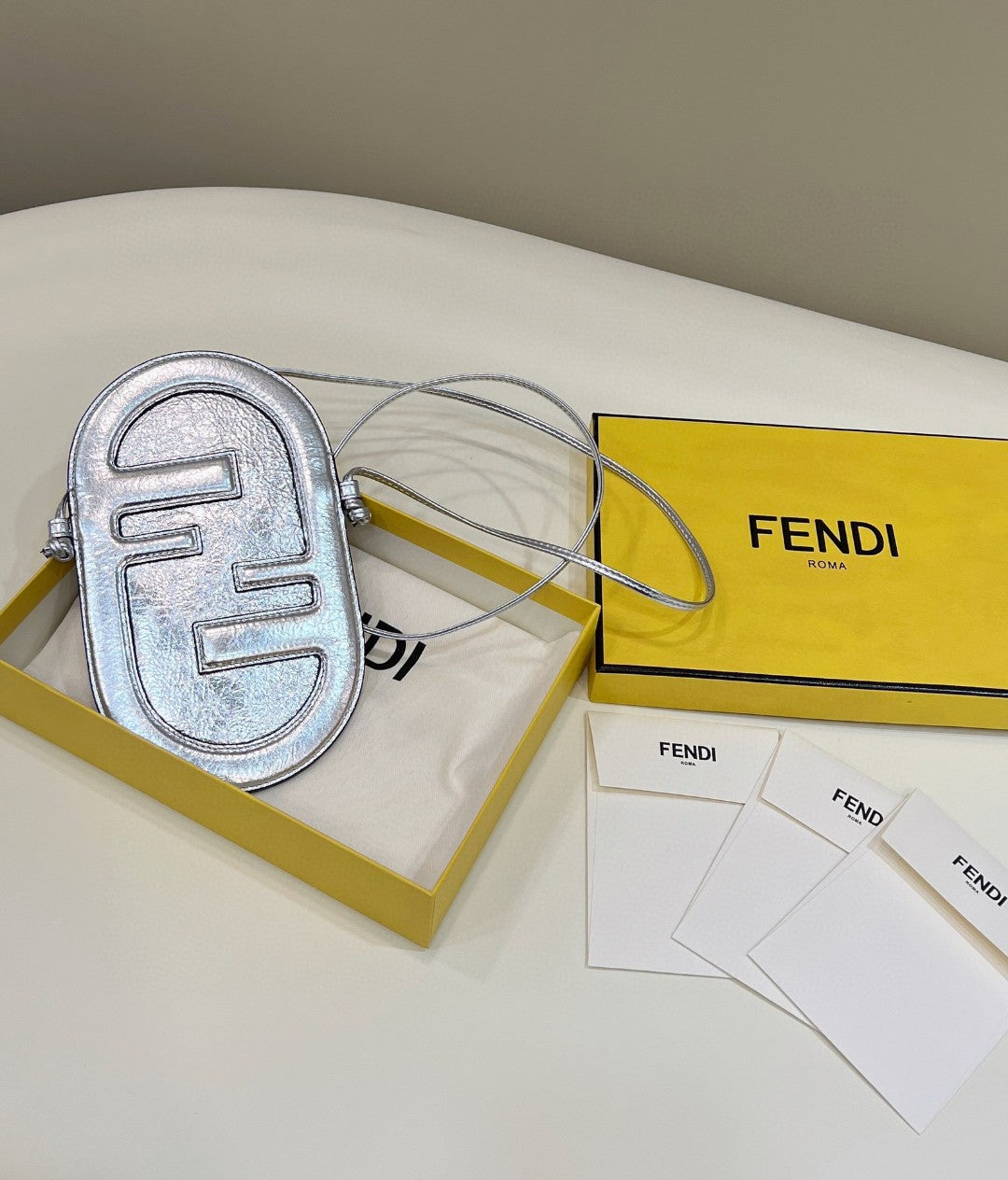 Fendi 12 Pro Phone Holder Silver Bag