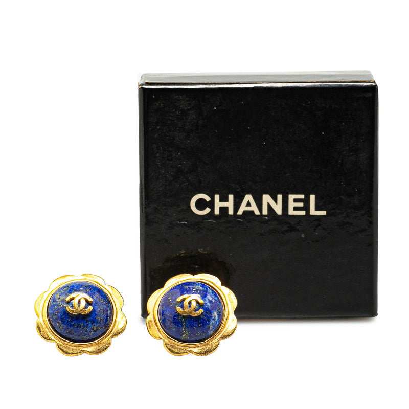 Chanel Coco Flowers Motif Earrings G Blue   Chanel