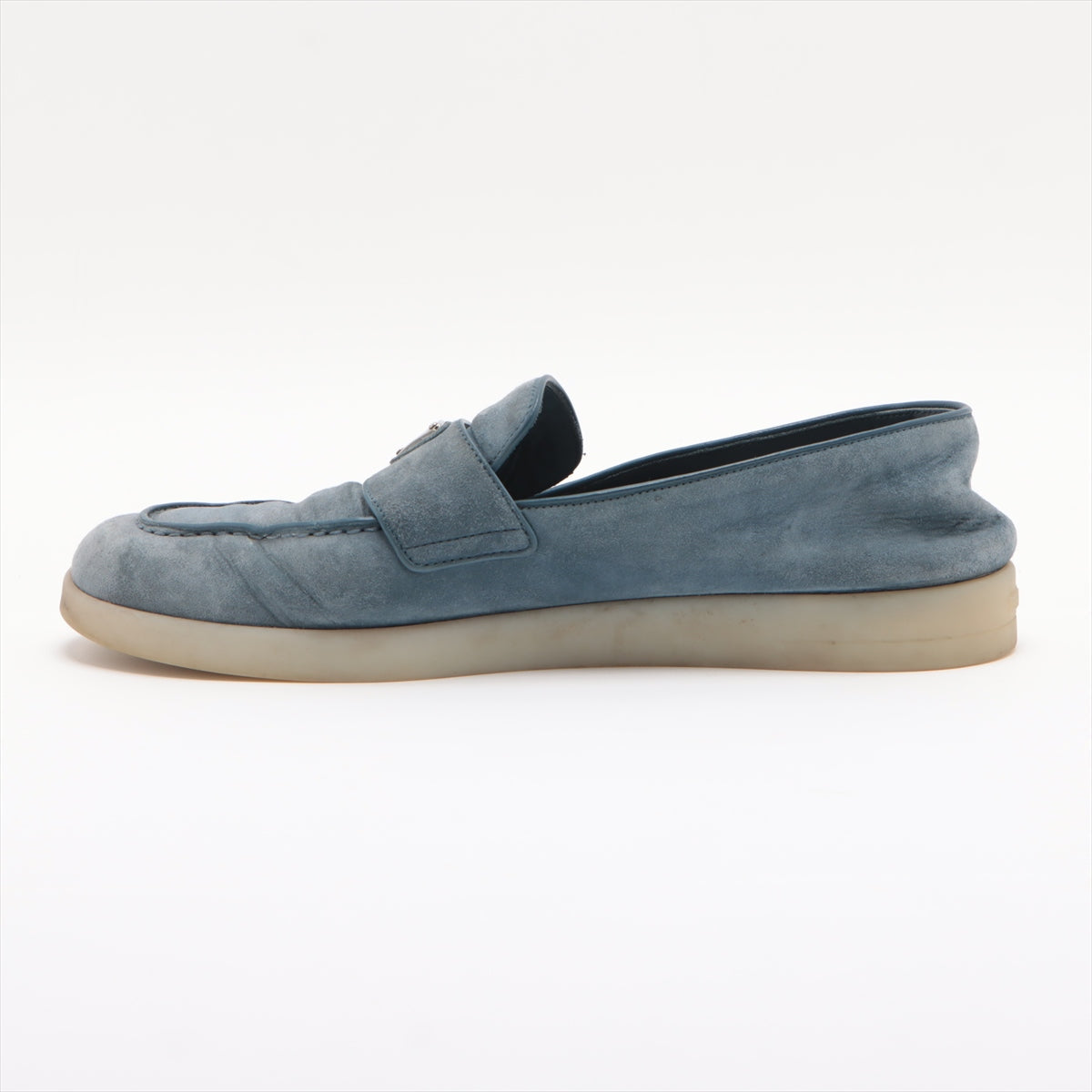 Prada Suede Shoes 7 1/2 Men Blue 2DG124 Triangle Logo