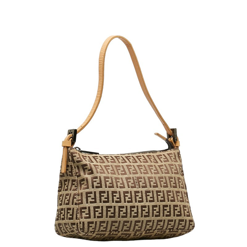 FENDI Handbag Linen/ Beige Brown 8BR155