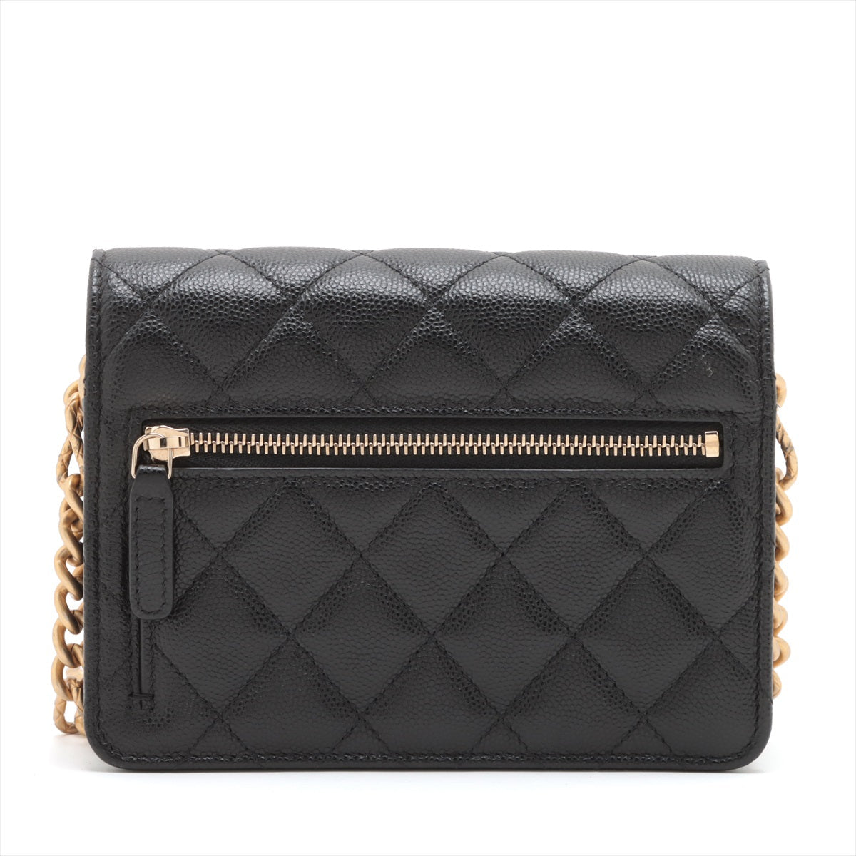 Chanel Mini Mattrase Caviar S Chain Wallet Black G  31st