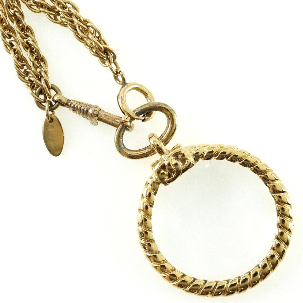 CHANEL Loupé Necklace Double Chain Vintage G  French made  106.5g Loupe  Secondary Loupé Collar