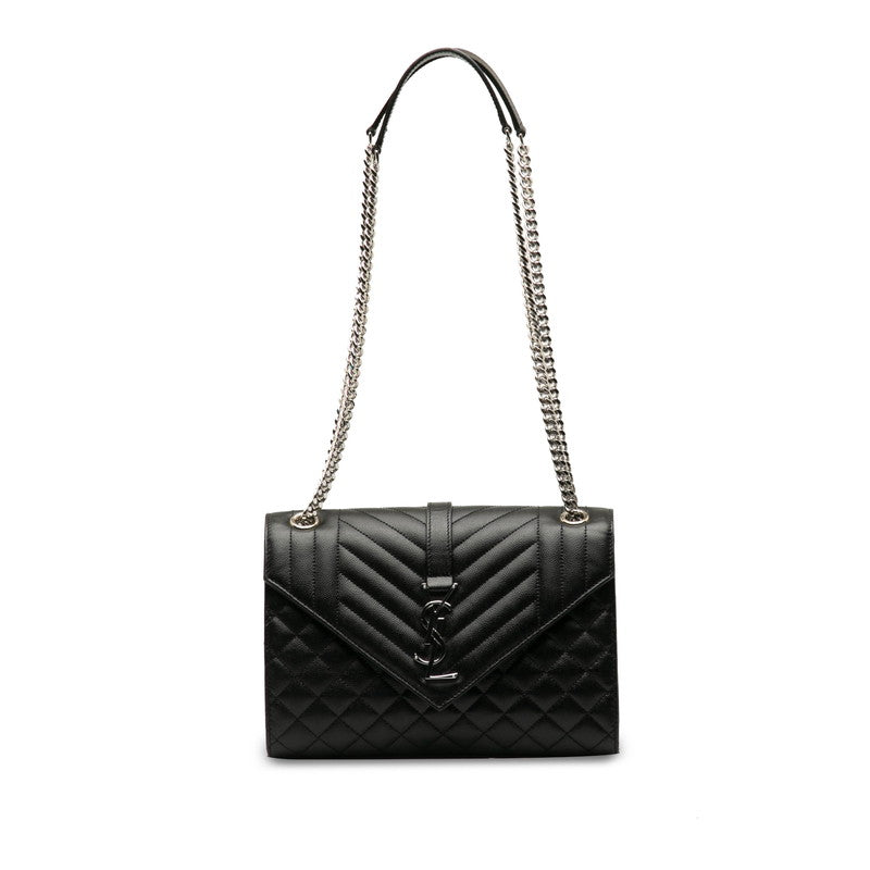 Saint Laurent Monogram Envelope in Calf Leather Black 600185