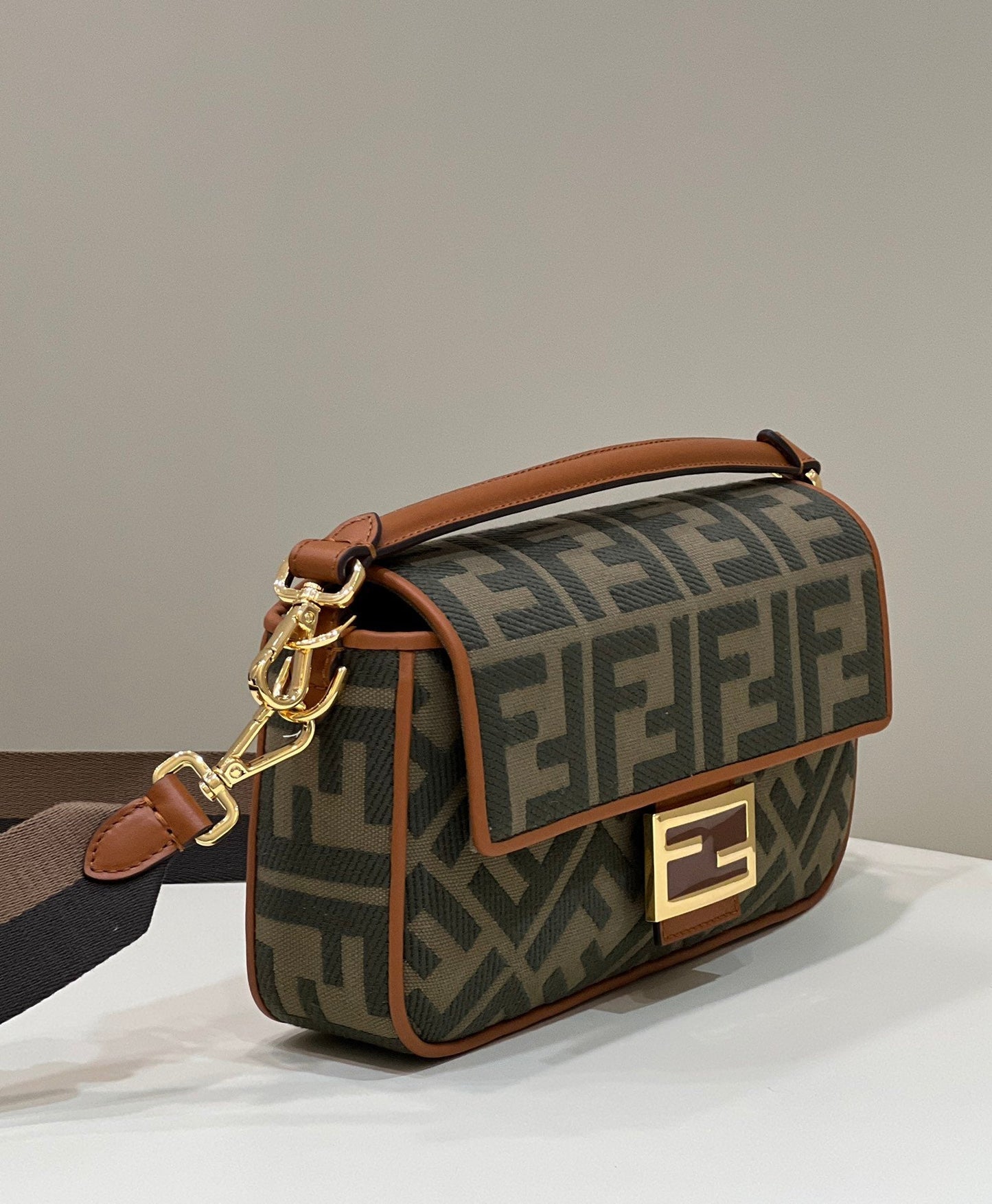 Fendi Baguette Khaki Crossbody Bags