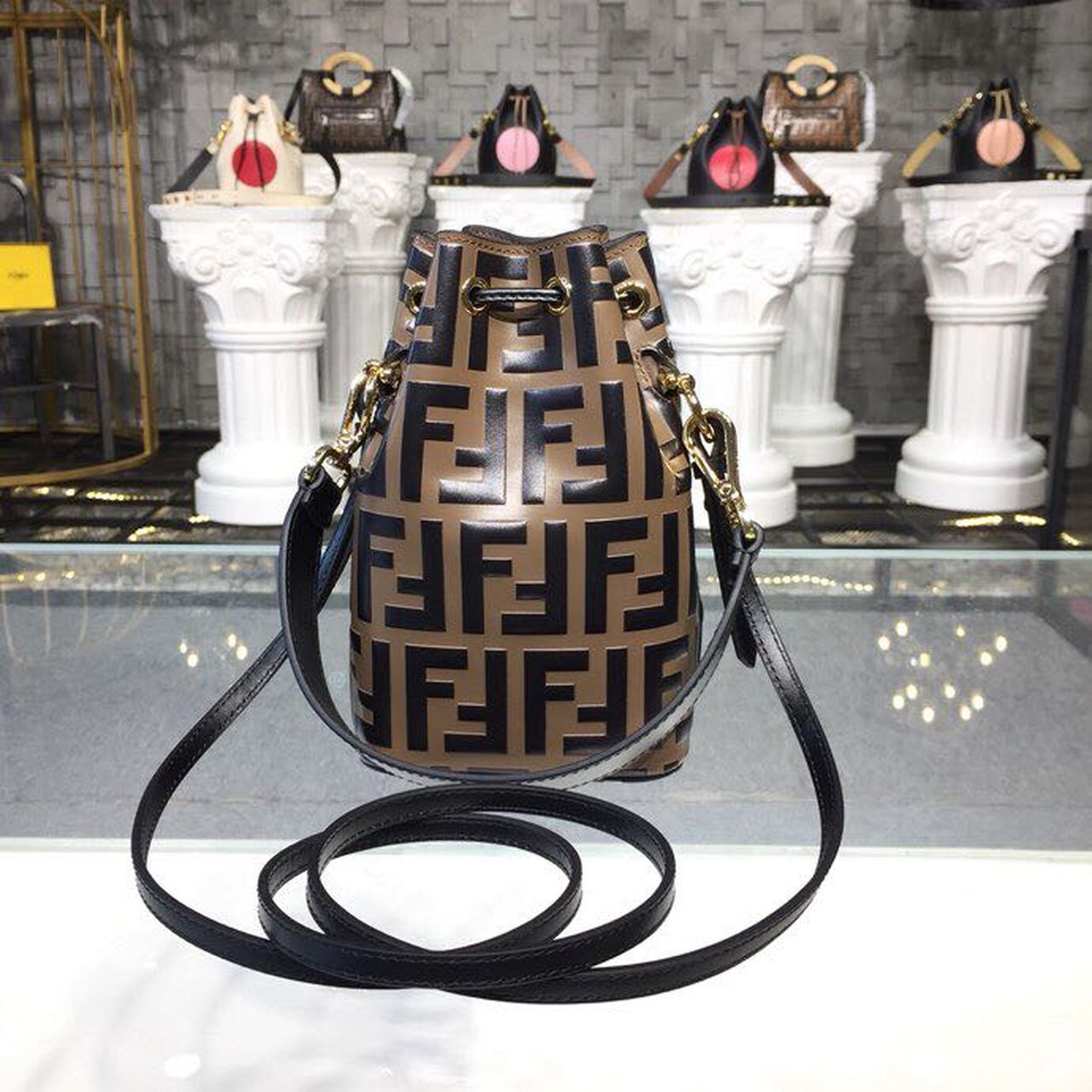 Fendi Mon Tresor Brown/Black For Women, Women&#8217;s Handbags, Shoulder And Crossbody Bags 7in/18cm FF 8BS010A659F13VK