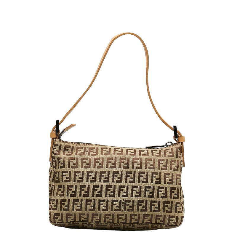 FENDI Handbag Linen/ Beige Brown 8BR155