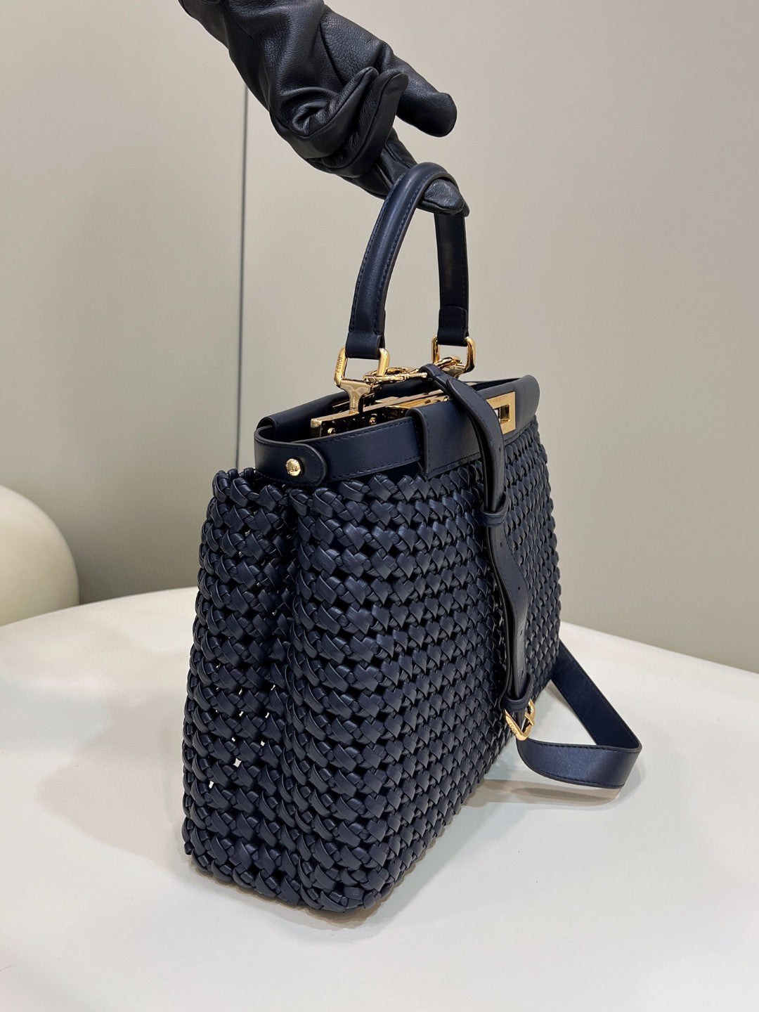 Fendi Mujer Peekaboo Iconic Navy Blue Bag For Woman 33cm/13in