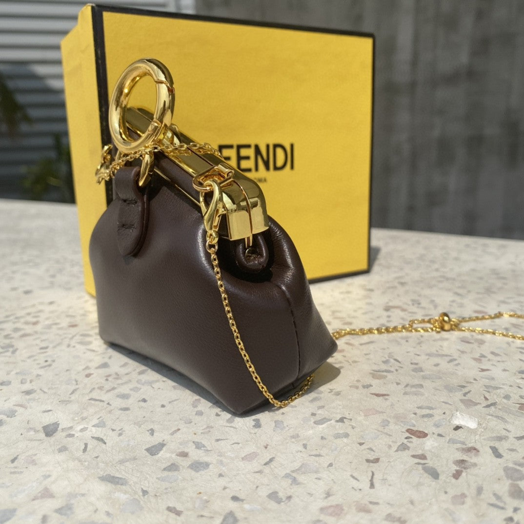 Fendi Nano Fendirst Charm Dark Grey Bag For Woman 10cm/4in