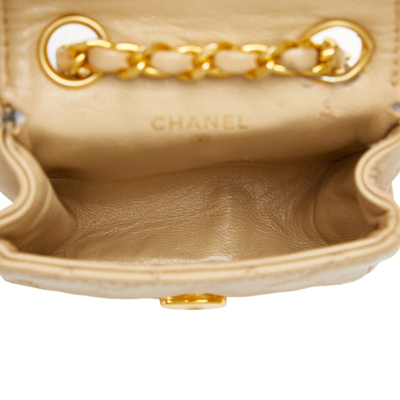 Chanel Mini Matrasse Coco Shoulder Bag Mini Pochette Beige G Leather  CHANEL