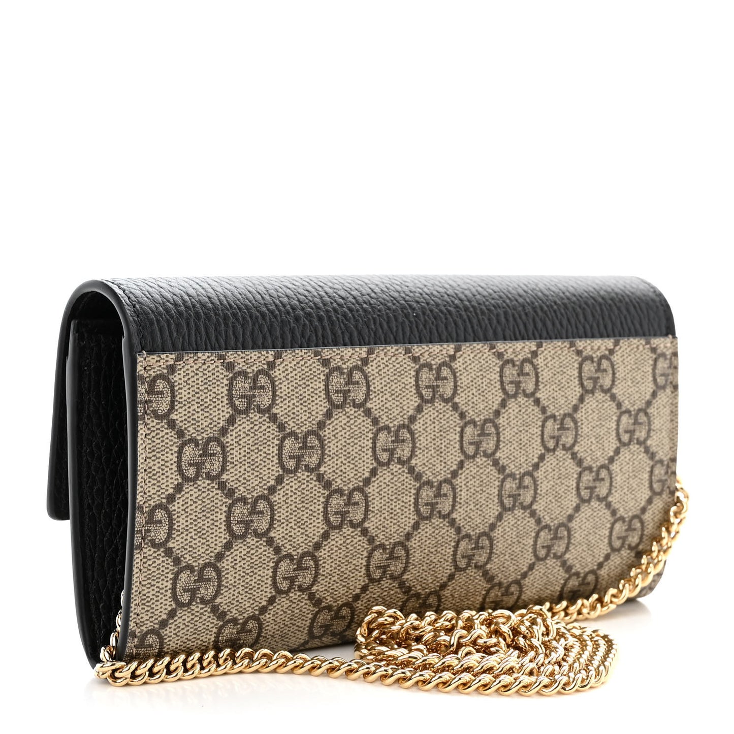 Gucci  Dollar Calfskin GG Supreme Monogram Petite GG Marmont Wallet Chain Bag Black Beige Ebony