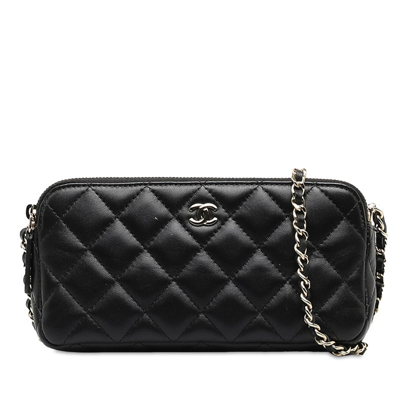 Chanel Matrasse Coco Chain Wallet Shoulder Bag Black   Chanel