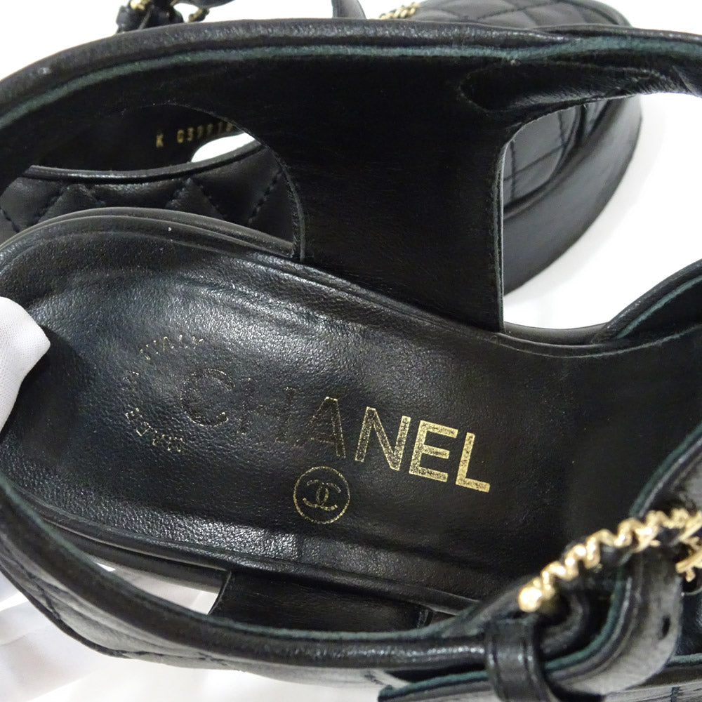 Chanel Sandals Coco Matrasse G39918 Leather Black Size 36C About 23.0cm Cocomark Shoes Shoes