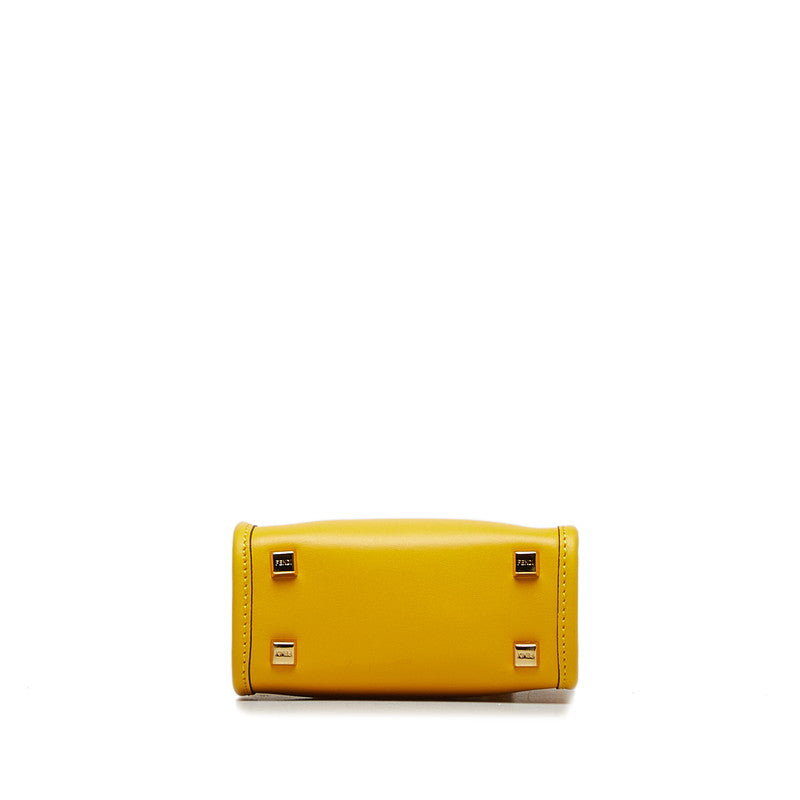 Fendi Sunshine per Small Logo Handbag Shoulder Bag 2WAY 8BS051 Yellow Leather Ladies Fendi