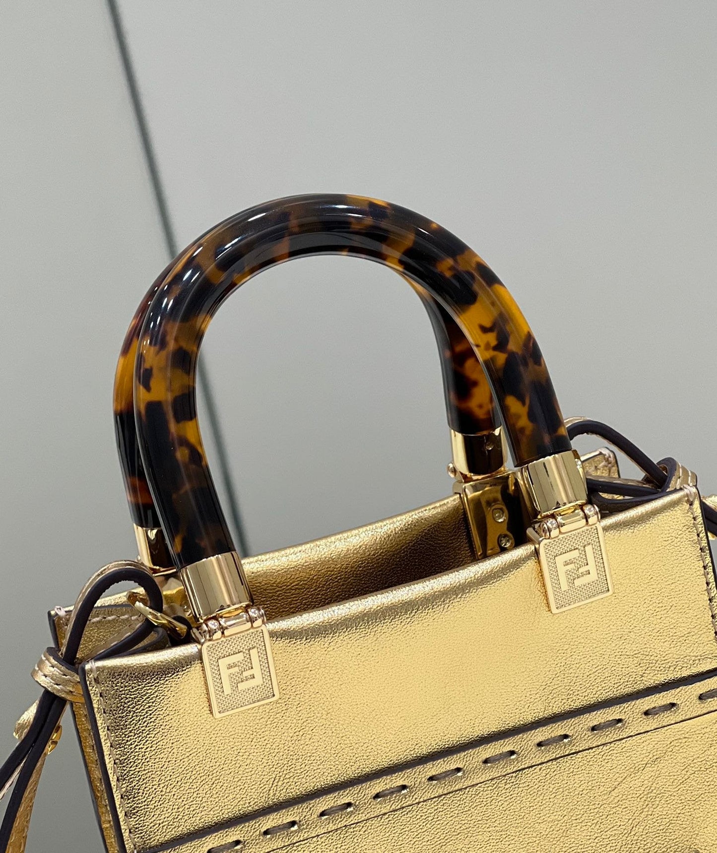 Fendi Mini Sunshine Shopper Gold