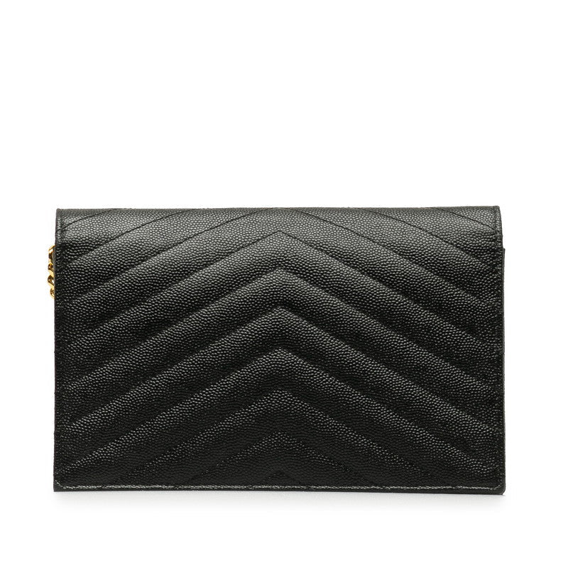 Saint Laurent Cassandra Envelope in Calf Leather Black 393953