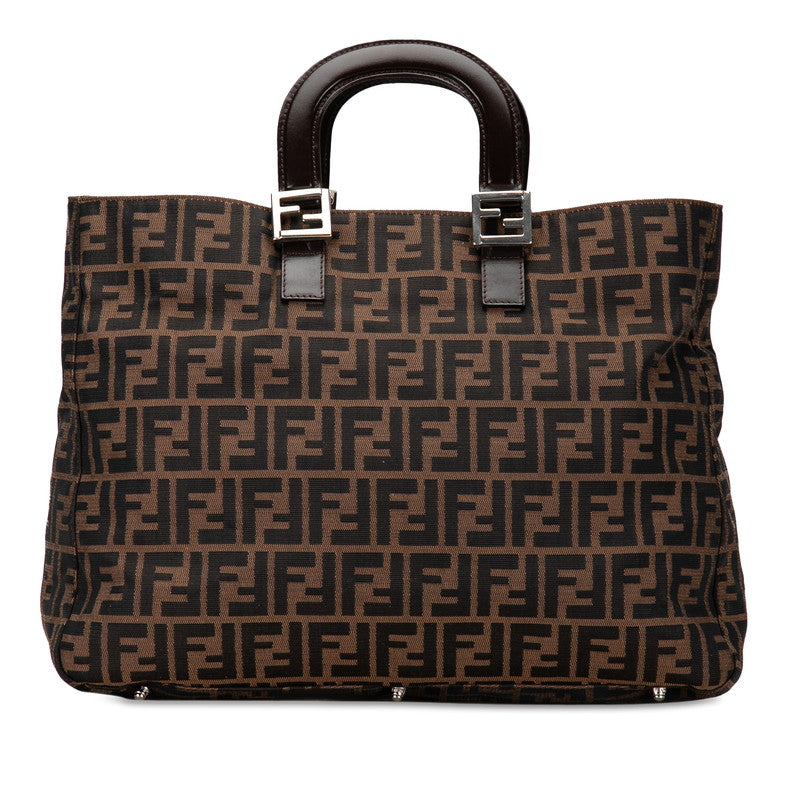 Fendi Zucca Handbag Tote Bag 26329 Brown Canvas Leather  Fendi