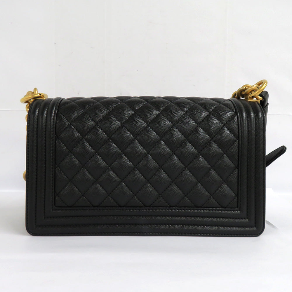 CHANEL CHANEL BOY CHANEL 25 Handbag A67086 Matrasse Chain Shoulder Bag Black Vintage G  Caviar S