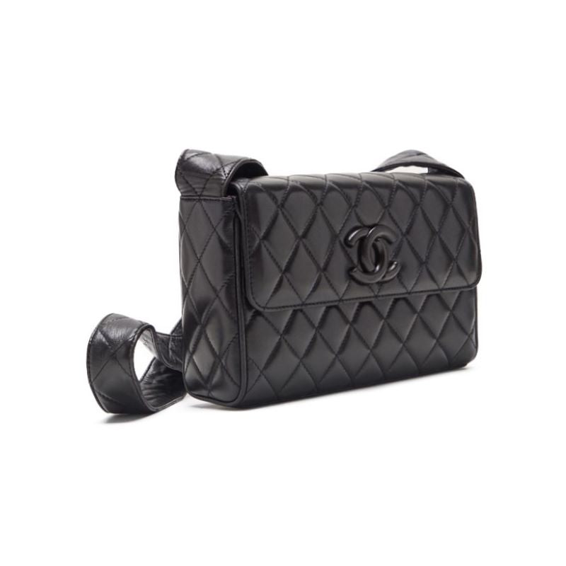 Chanel Matrasse Coco One Shoulder Bag Black Lambskin