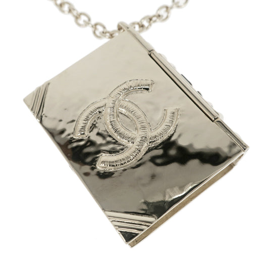 CHANEL Book Charm Necklace AB7521 B22C Coco Lock Pendant Long Chain Accessories