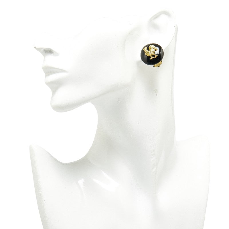 Chanel Vint Chicken Bird Earring G Black   Chanel