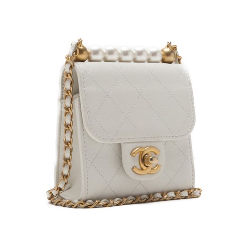 CHANEL 【CHANEL】Mini Trace Pearl Chain Sder  White  Shoulder Bag Mini Shellder Bag  Bag Hybrid 【 Ship】