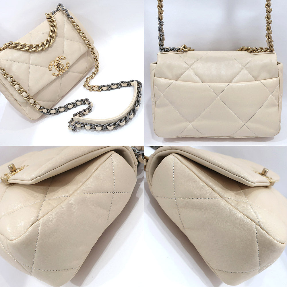 CHANEL CHANEL19 Chain Shoulder Bag Matrasse AS1160  Beige GD/SV G  Woman  28th St/8-digit  Purchase Certificate Box