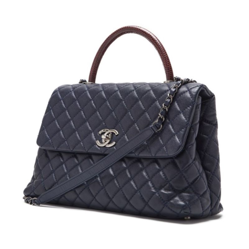 CHANEL Matrasse Coco Handle 2w Handbag Caviar SRizard Navy×Bo (Silver Gold ) Handbag  Shoulder Bag Race Dinner Bag Hybrid 【 Ship】 Himalayan Bookstore Online