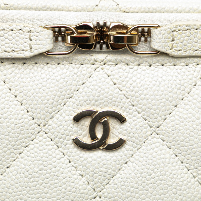 Chanel Matrasse Coco Chain Mini Bag Shoulder Bag Pochette White Caviar S  Chanel