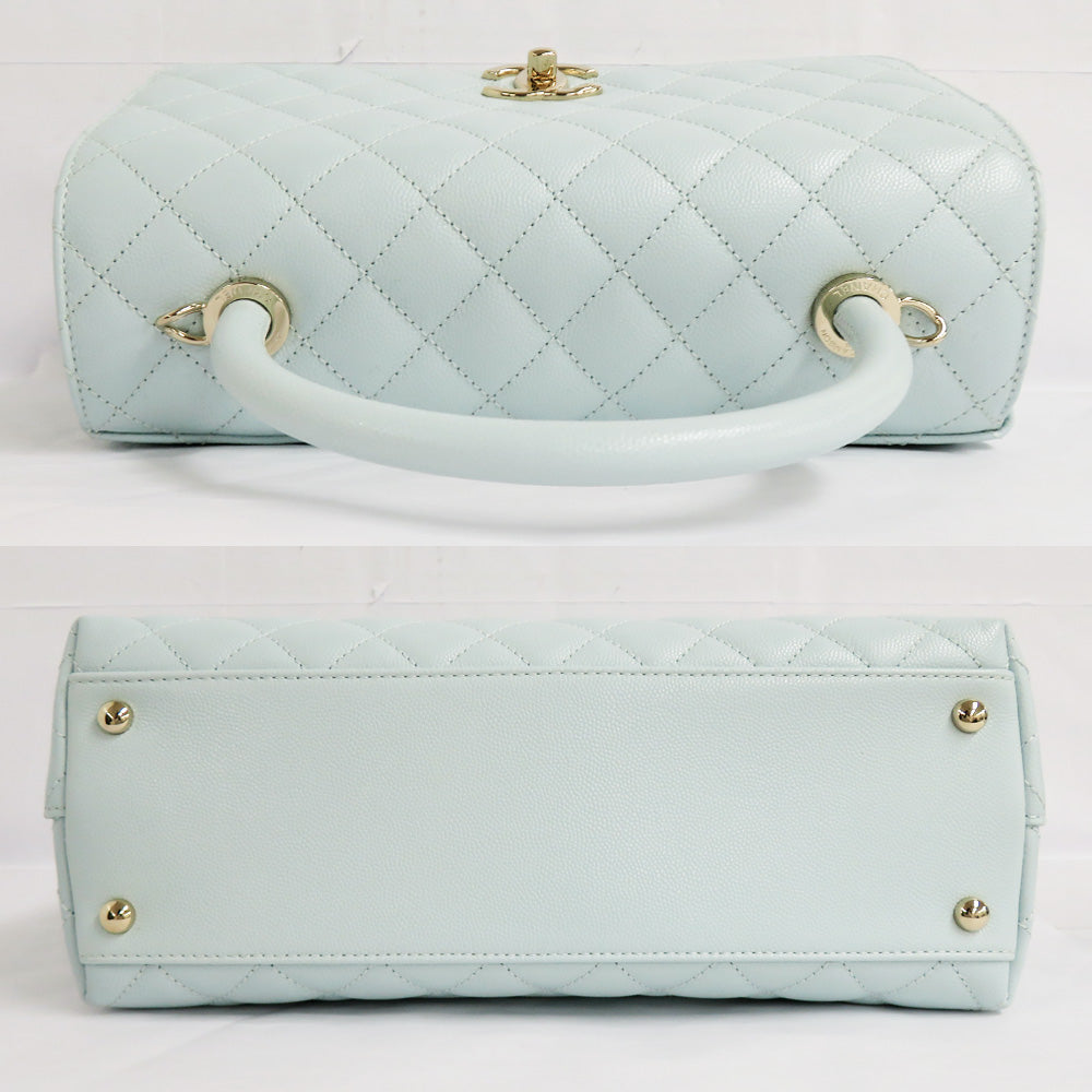 CHANEL CHANEL Coco Handle 29 Top Handle Flap Bag  A92991 Caviar S Light Blue G   Water Color Handbag Shoulder Bag   Wade