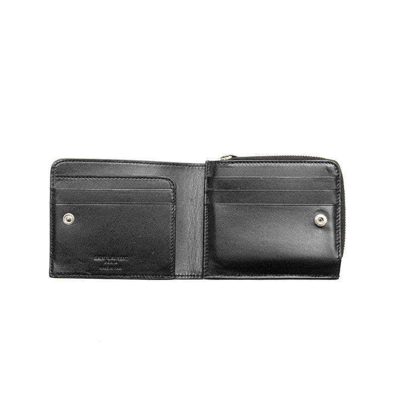 Saint Laurent East Waist  Wallet L- Two Fold Wallet Compact Wallet 556268 Black Leather Mens Saint Laurent