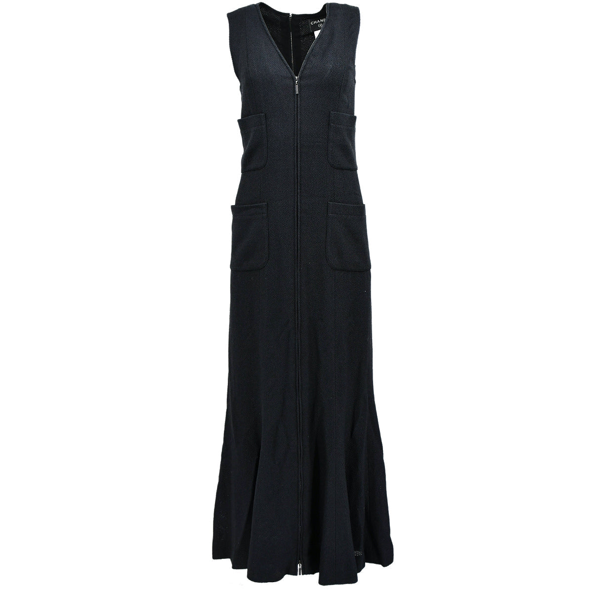 Chanel Zip Up Sleeveless Dress Black 03P #40