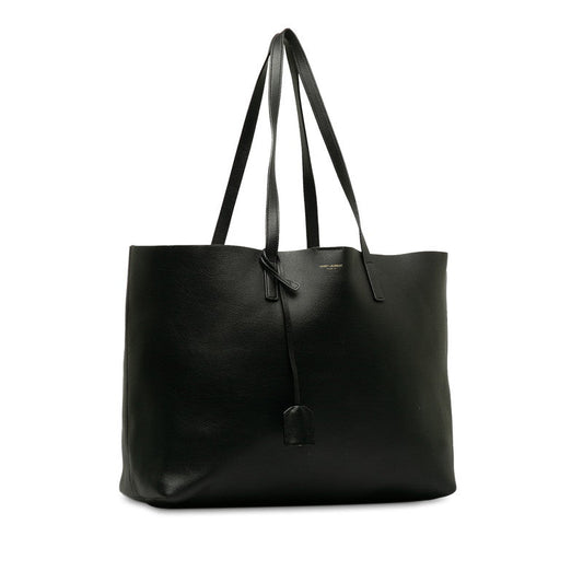 Saint Laurent Tote Shopper Bag in Calf Leather Black 394195