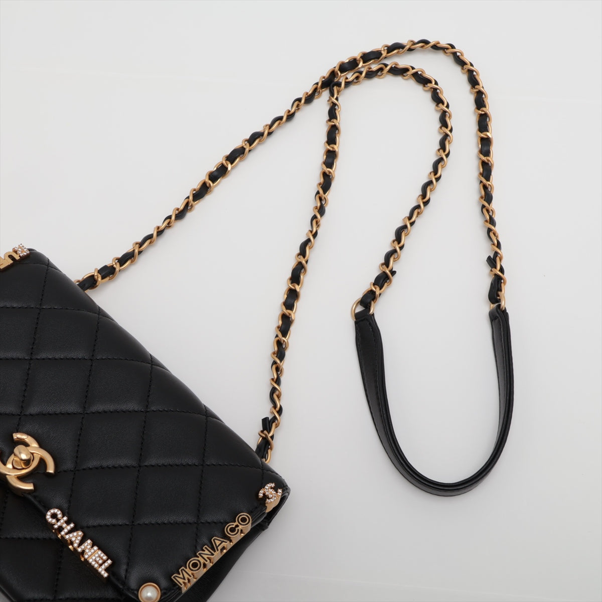 Chanel Matrasse  Single Flap Single Chain Bag Black G  AS3731