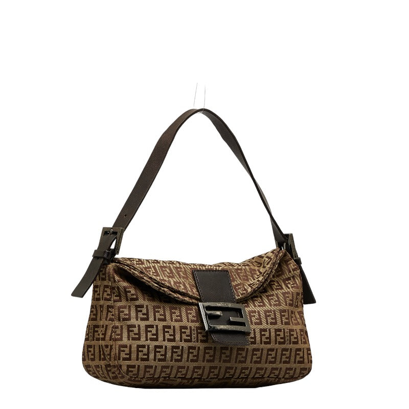 FENDI Mamma Baguette in Canvas Leather Brown 8BR003 Ladies