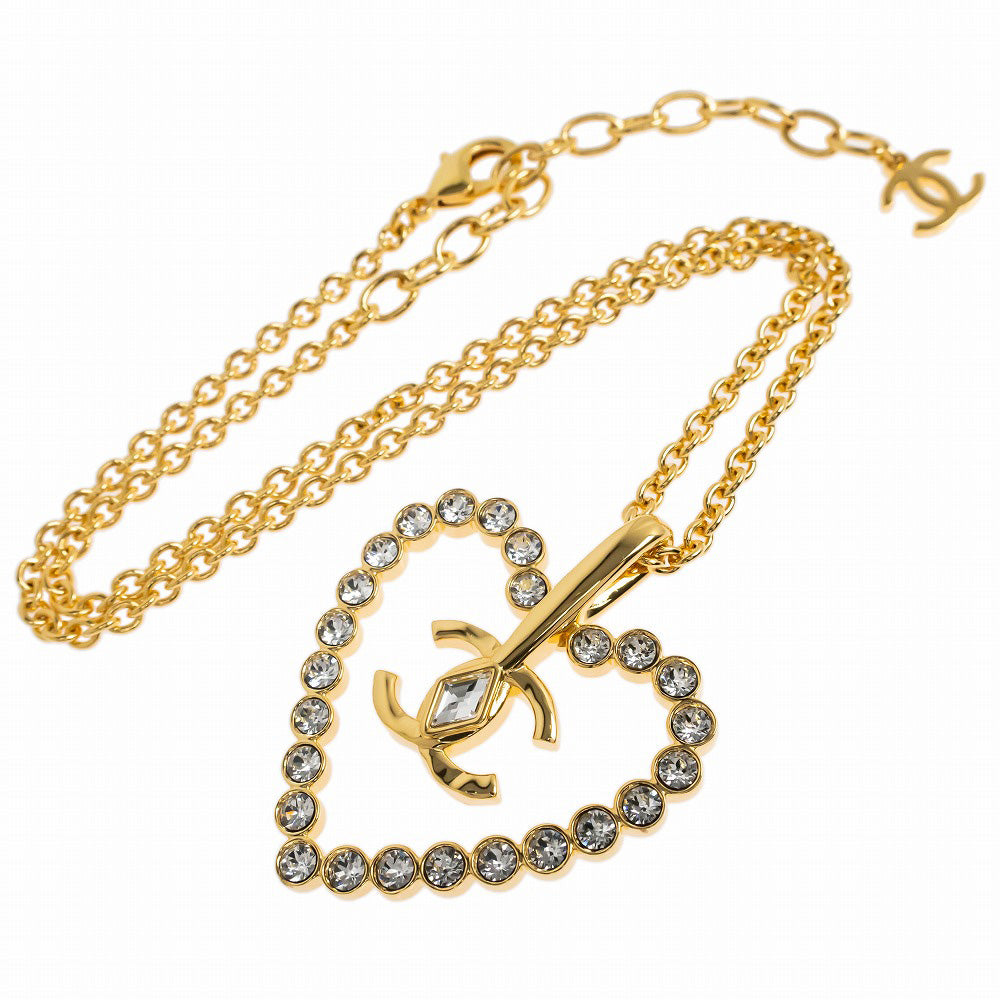 Chanel L23/C Necklace Coco G Heart Line Stone Pendant