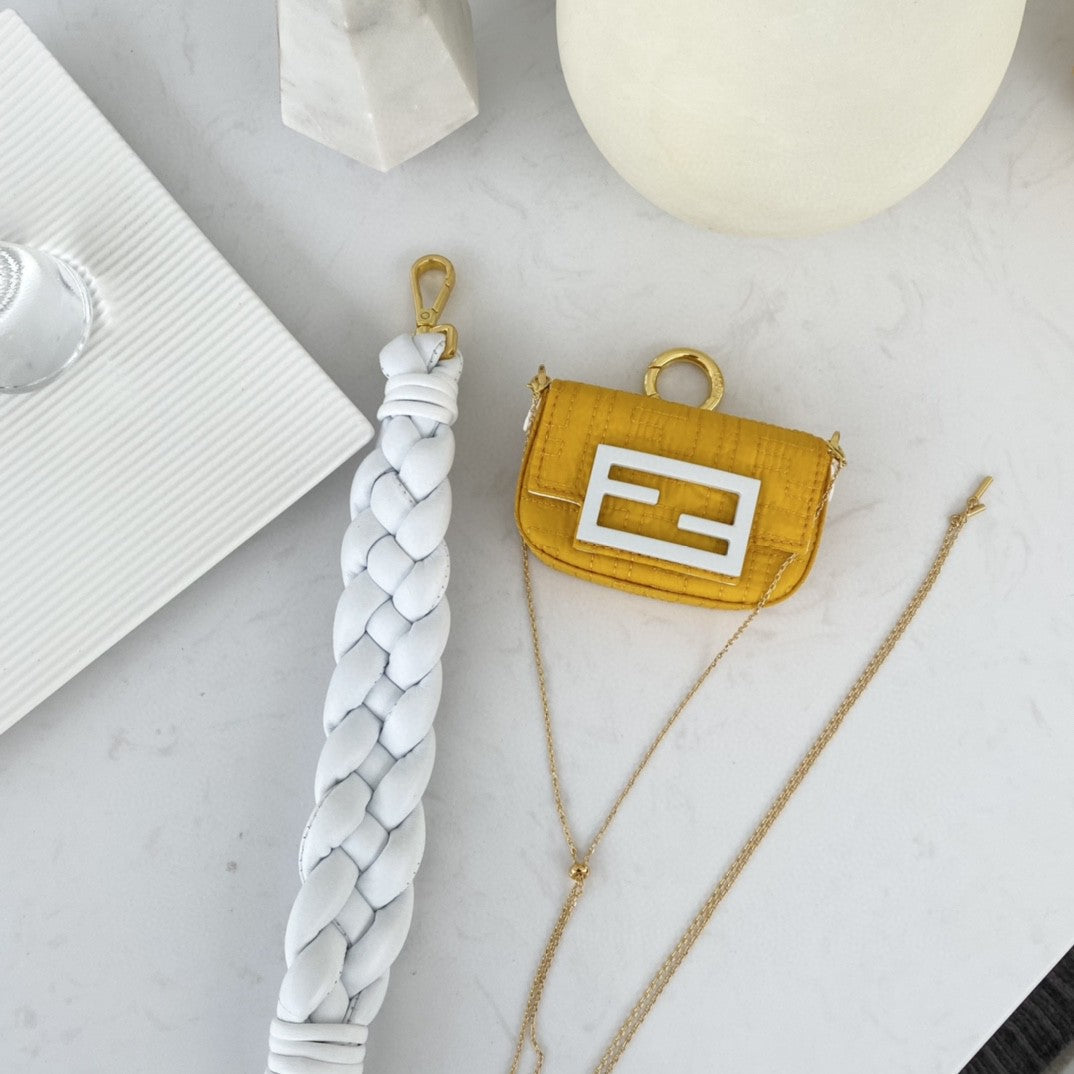 Fendi Nano Baguette Maxi Handle Yellow and White Bag