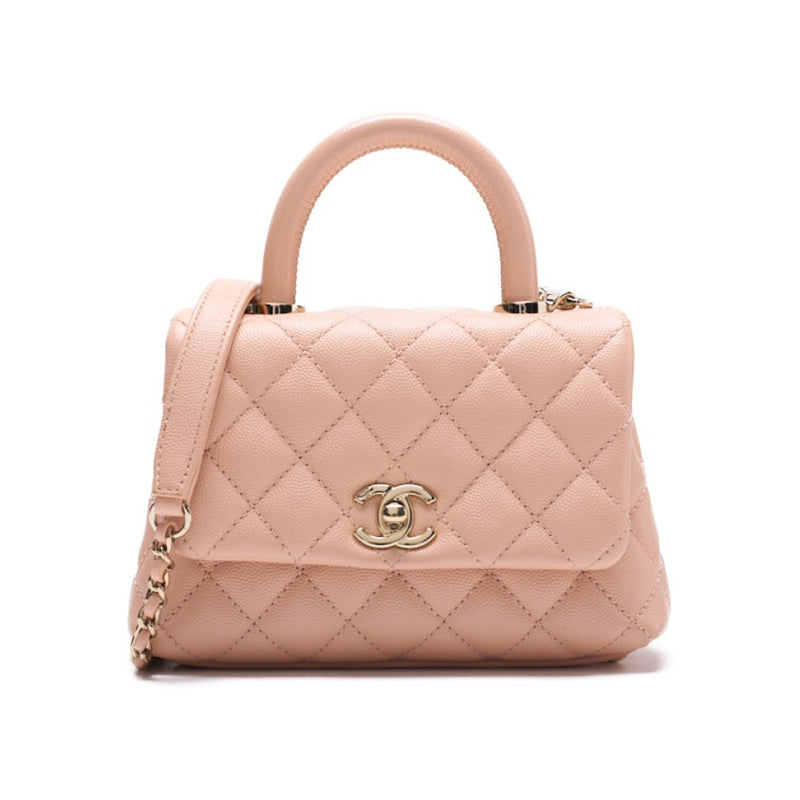 CHANEL Matrasse Coco Mini Handle 2WAY Handbag Caviar S Pink Ladies