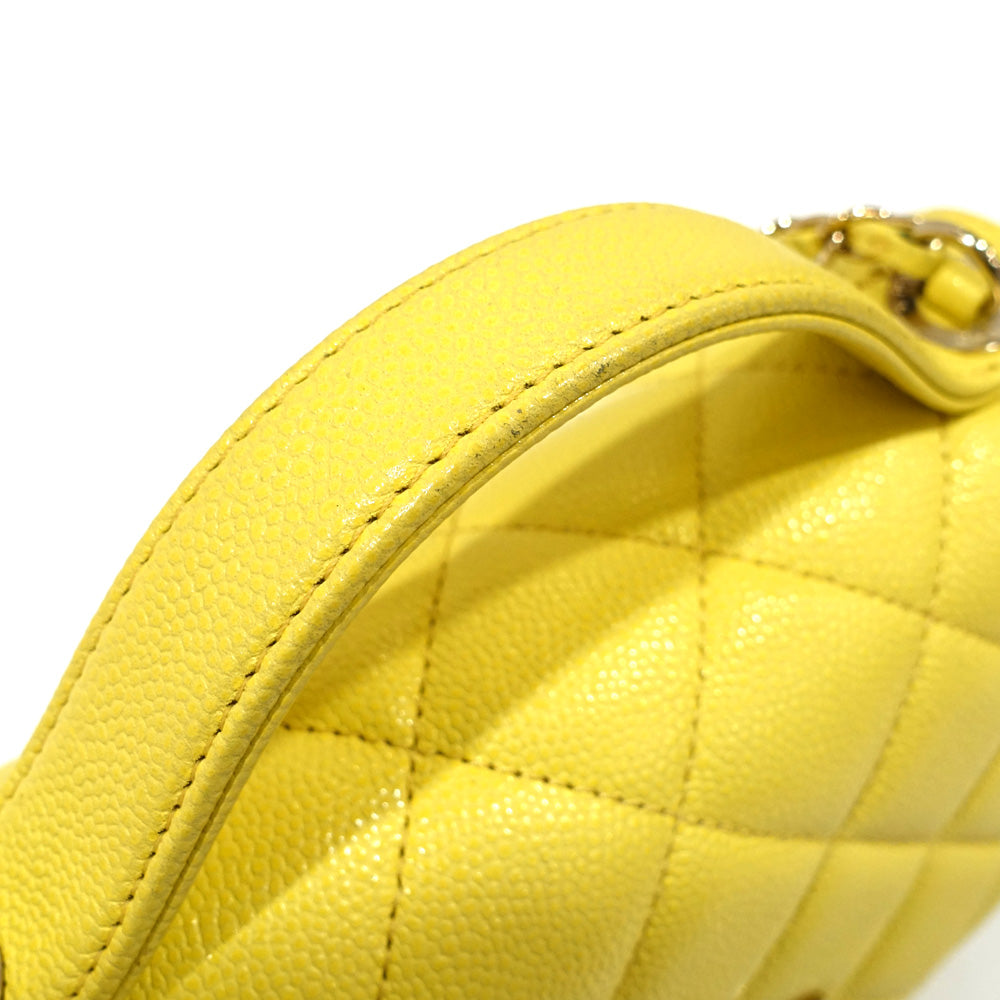 Chanel Chain Shoulder Bag Matrasse Yellow Caviar S Turn-Lock Coco  A93607