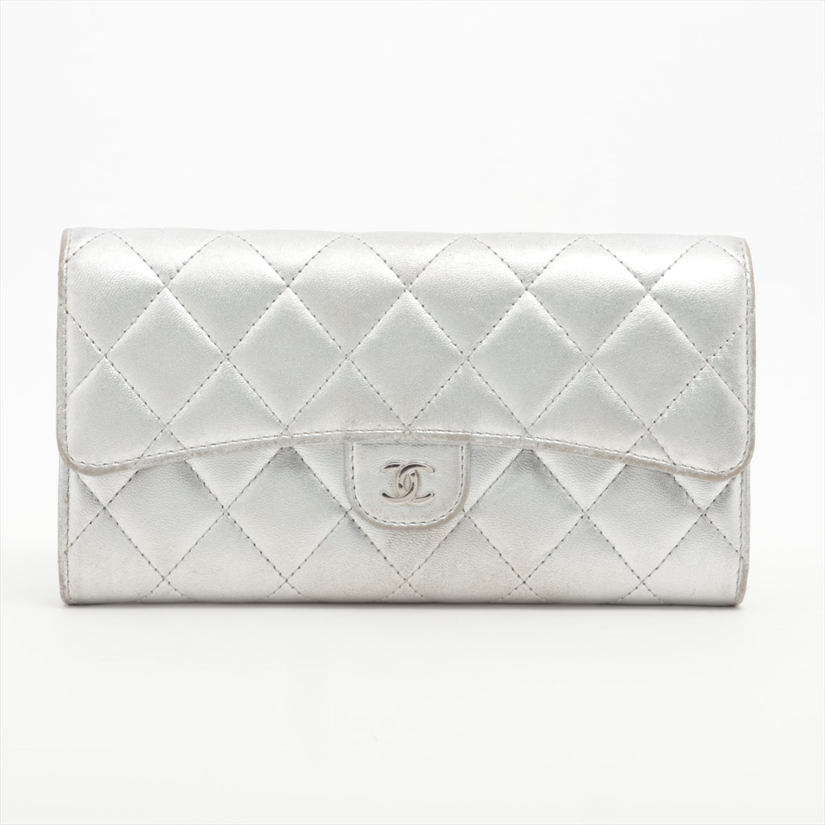 Chanel Matrasse Wallet Silver Silver