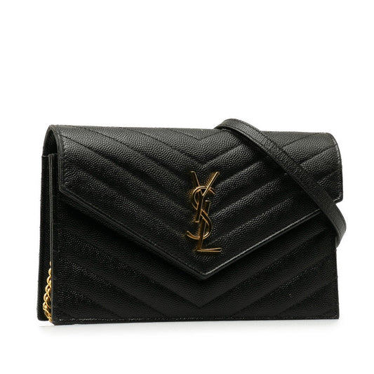 Saint Laurent Cassandra Envelope in Calf Leather Black 393953