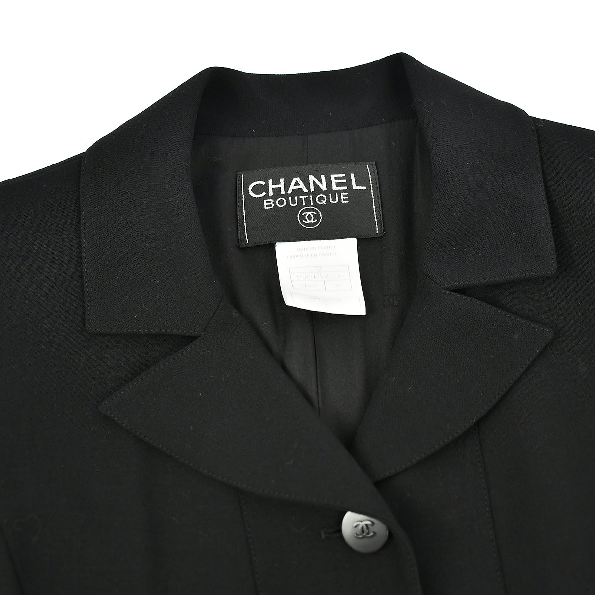 Chanel Single Breasted Jacket Black 98C #36