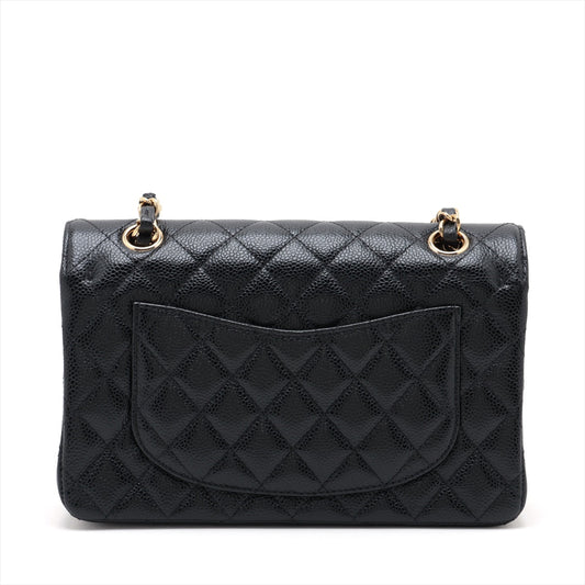 Chanel Matrasse 23 Small Caviar S Double Flap Double Chain Bag Black G  A01113