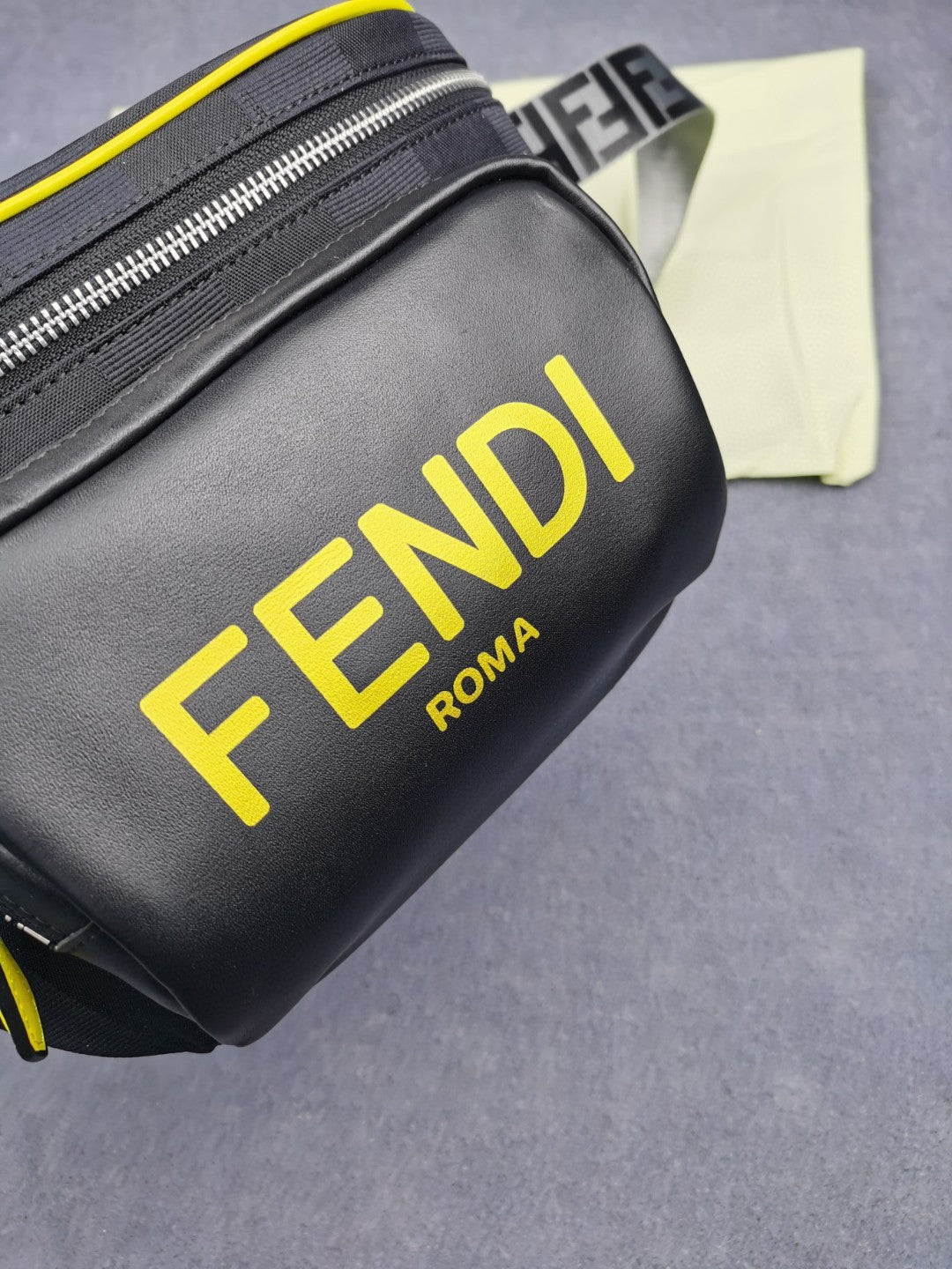 Fendi Little Monster Belt Bag Black/Yellow/Gray For Men, Men&#8217;s Bags 7.9in/20cm FF