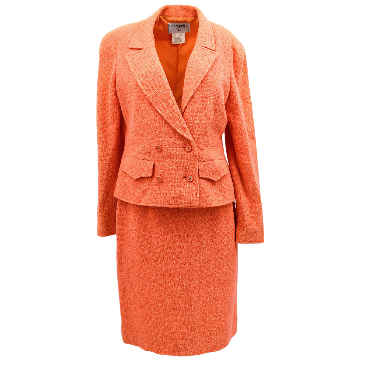 Chanel Setup Suit Jacket Skirt Orange 97P #42