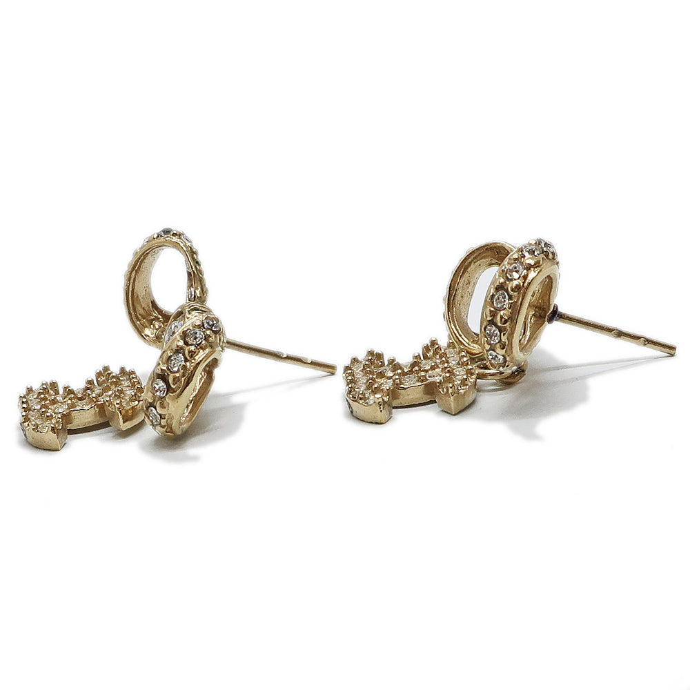 Chanel Coco Ribbon Stud_Earrings Linestone Champagne G B14P  Accessories Small Shake A42648