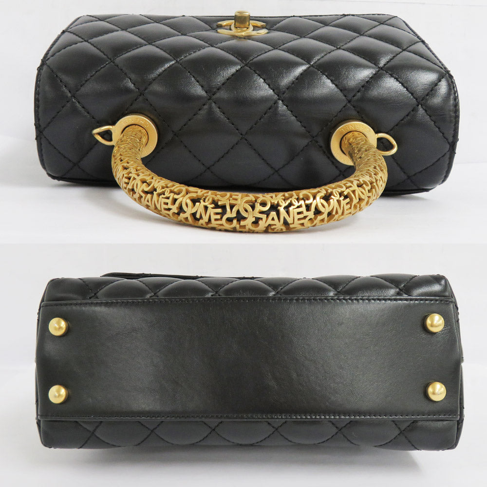 Chanel Coco Handle 24 XS A92990 Black G  Top Handle Flap Bag Black GD Gold Tools Logo Leather