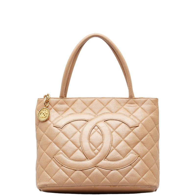 Chanel Matrases Medallion Coco ed Tote Bag Handbag Beige G Caviar S  CHANEL