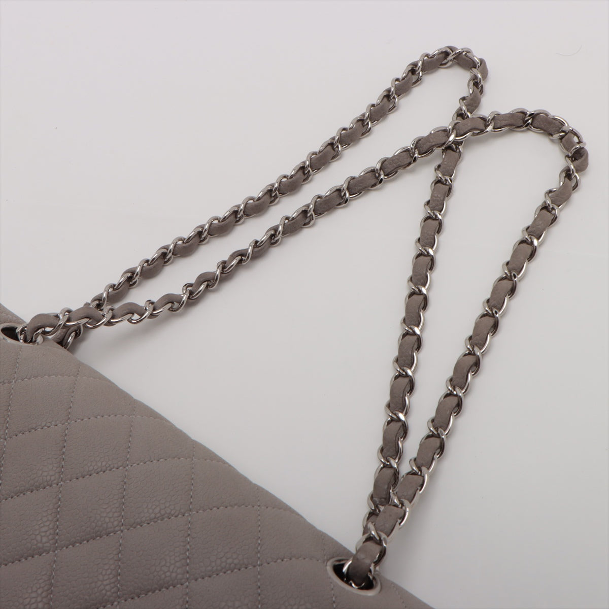 Chanel Matrasse 25 Caviar S Double Flap Double Chain Bag Gr Silver   A01112 ay