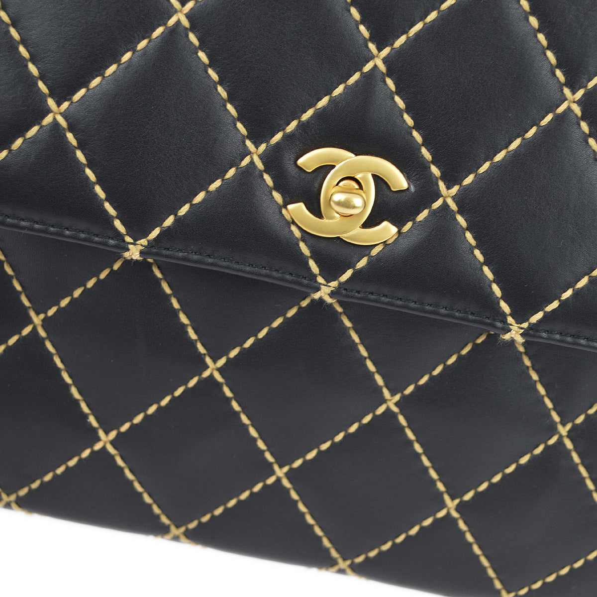 Chanel Black Calfskin Wild Stitch Kelly 30