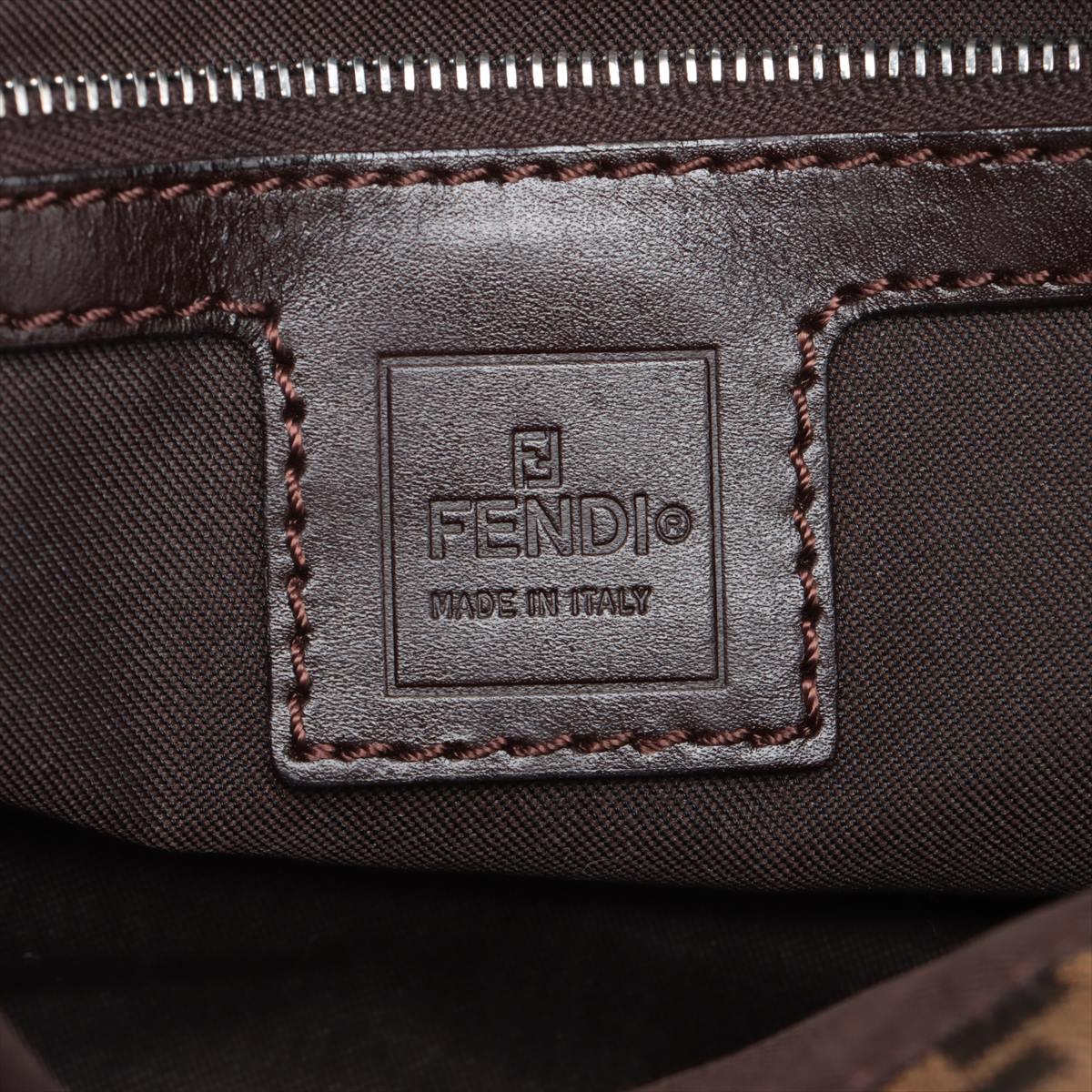 Fendi Zucca Canvas x Leather Shoulder Bag Brown